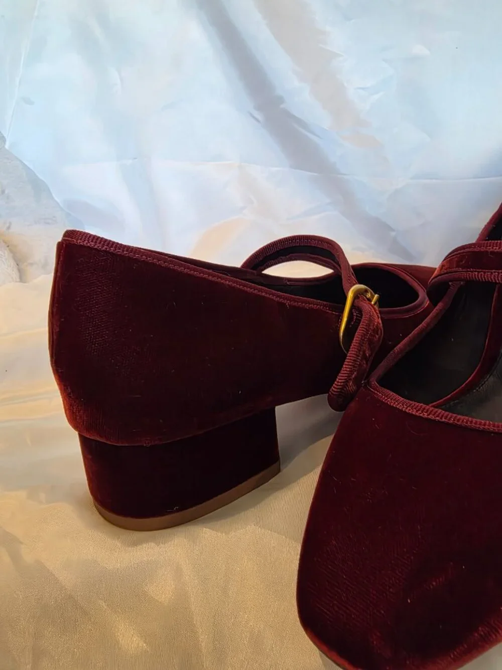 VERONICA BEARD BURGUNDY VELVET MARY JANE BLOCK HEEL SHOES – SIZE 8.5